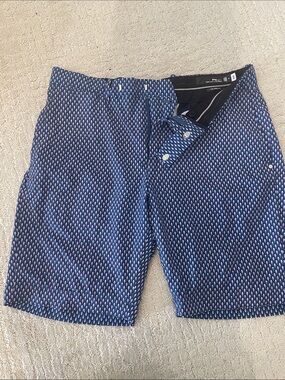 RLX EUC Navy Blue Patterned Men's Golf Shorts Size 34